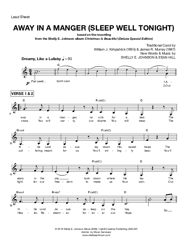 Away In A Manger (Sleep Well Tonight) Lead Sheet (Shelly E. Johnson)