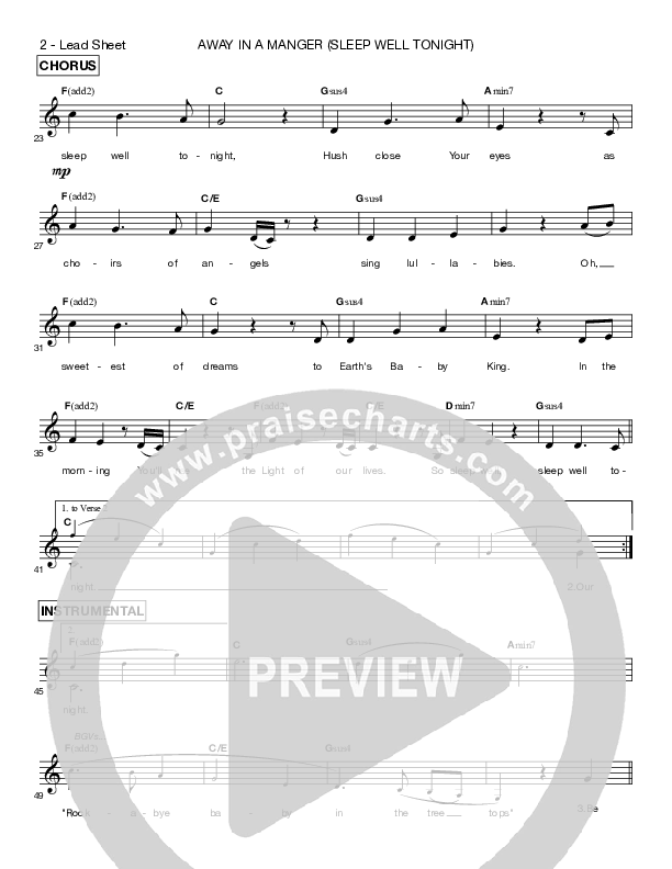 Away In A Manger (Sleep Well Tonight) Lead Sheet (Shelly E. Johnson)