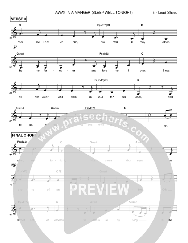 Away In A Manger (Sleep Well Tonight) Lead Sheet (Shelly E. Johnson)