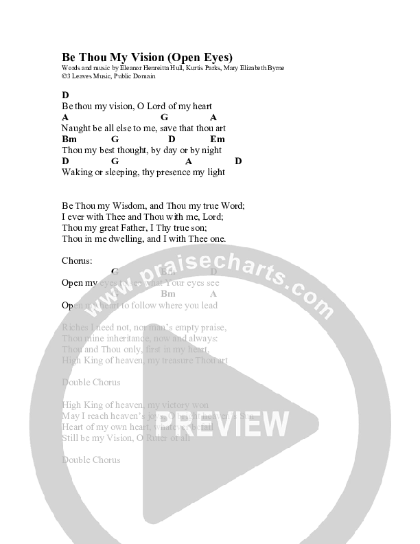 Be Thou My Vision (Open Eyes) Chords & Lyrics (Kurtis Parks)