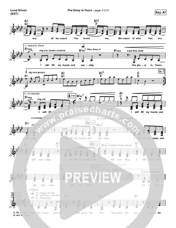 The Glory is Yours Lead Sheet (Equippers Church)