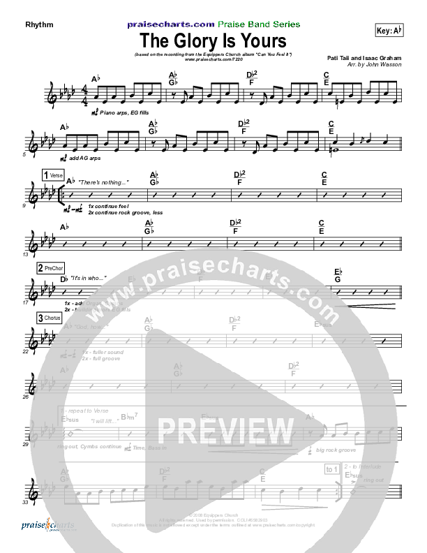The Glory is Yours Rhythm Chart (Equippers Church)