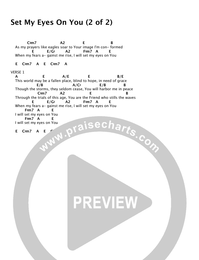 Set My Eyes On You Chords Kurtis Parks Praisecharts