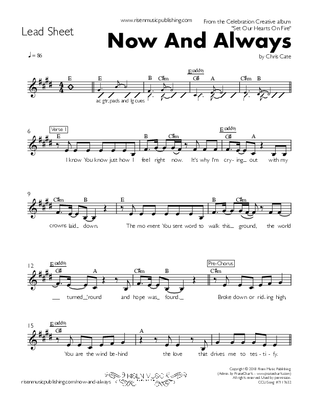 Now And Always Lead Sheet (Celebration Creative)
