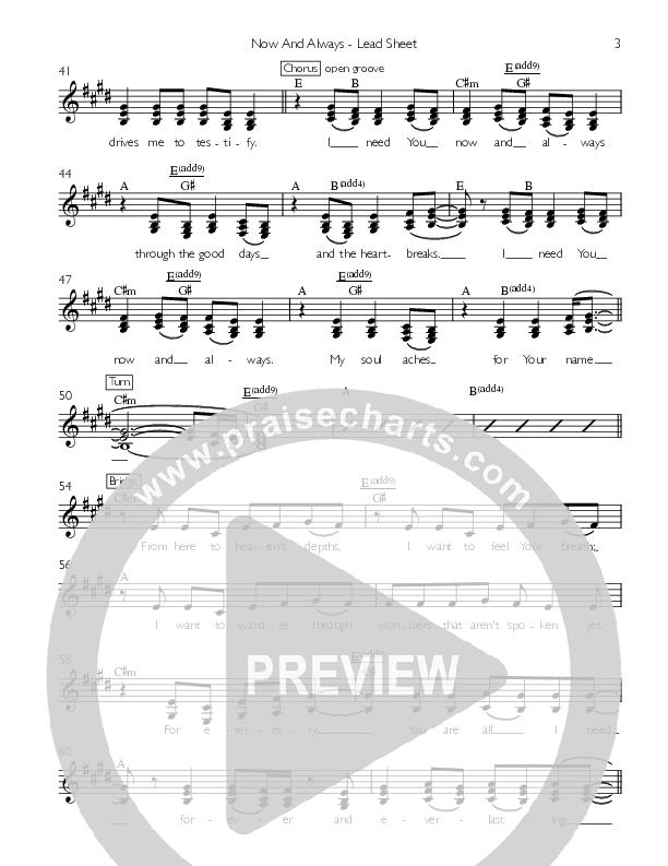 Now And Always Lead Sheet (Celebration Creative)