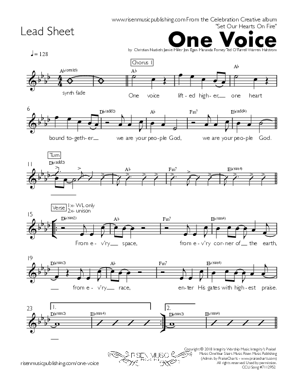 One Voice Lead Sheet (Celebration Creative)