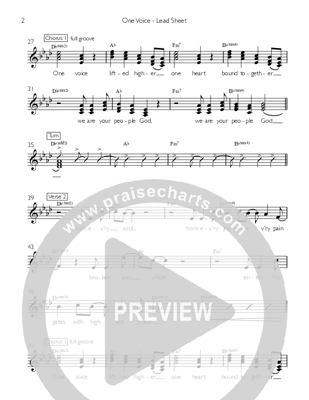 One Voice Lead Sheet (Celebration Creative)