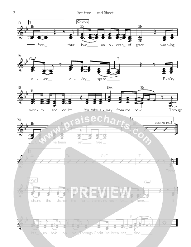 Set Free Lead Sheet (Celebration Creative)