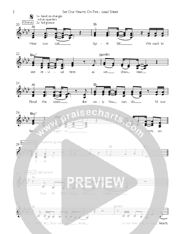 Set Our Hearts On Fire Lead Sheet (Celebration Creative)