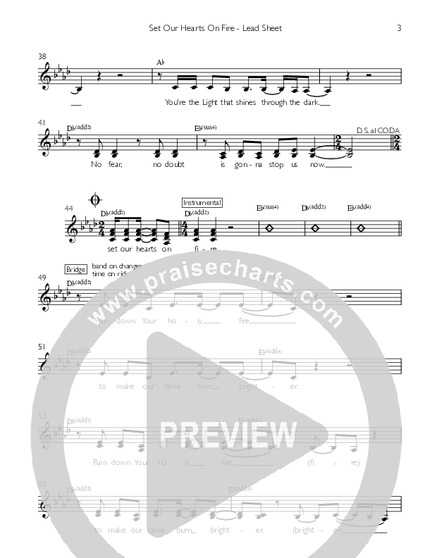 Set Our Hearts On Fire Lead Sheet (Celebration Creative)