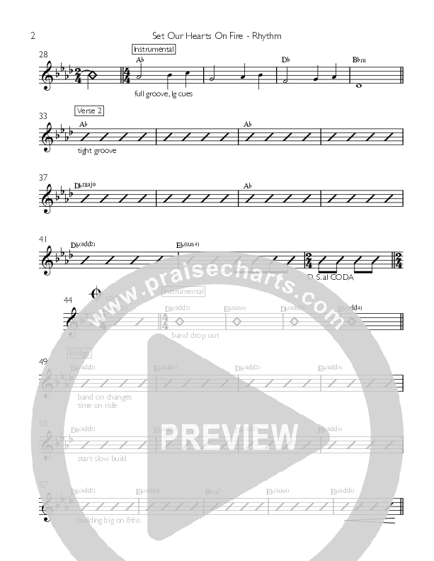 Set Our Hearts On Fire Rhythm Chart (Celebration Creative)