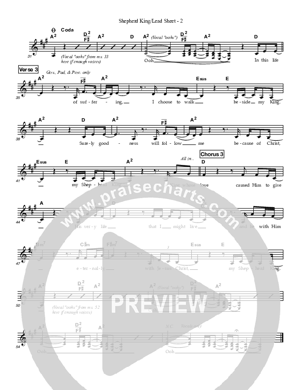 Shepherd King Lead Sheet (Kathy Spaargaren)