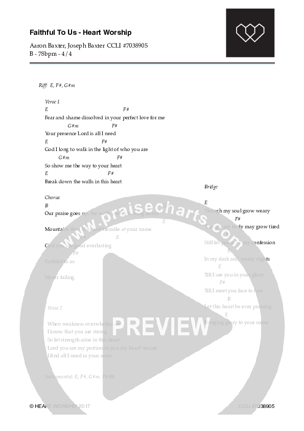 Faithful To Us Chords & Lyrics (Heart Worship)