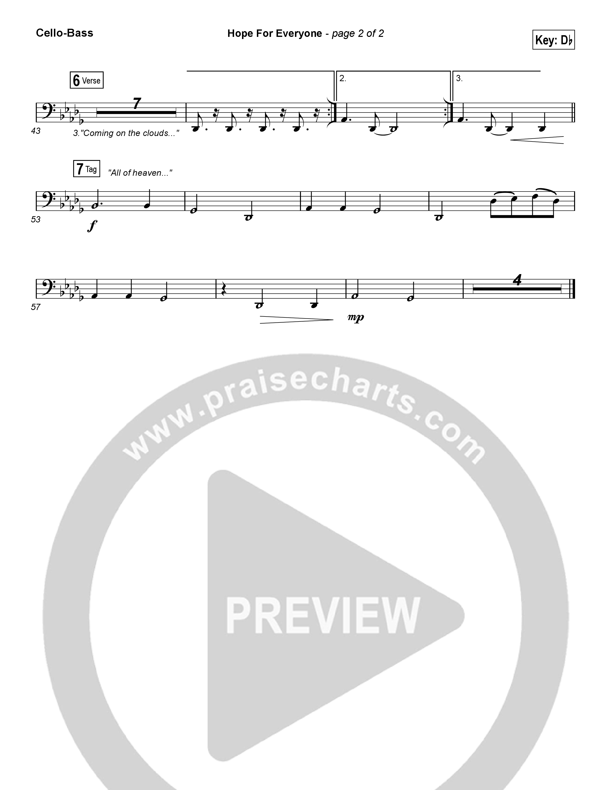 Hope For Everyone (Choral Anthem SATB) Cello/Bass (Matt Maher / Arr. Luke Gambill)