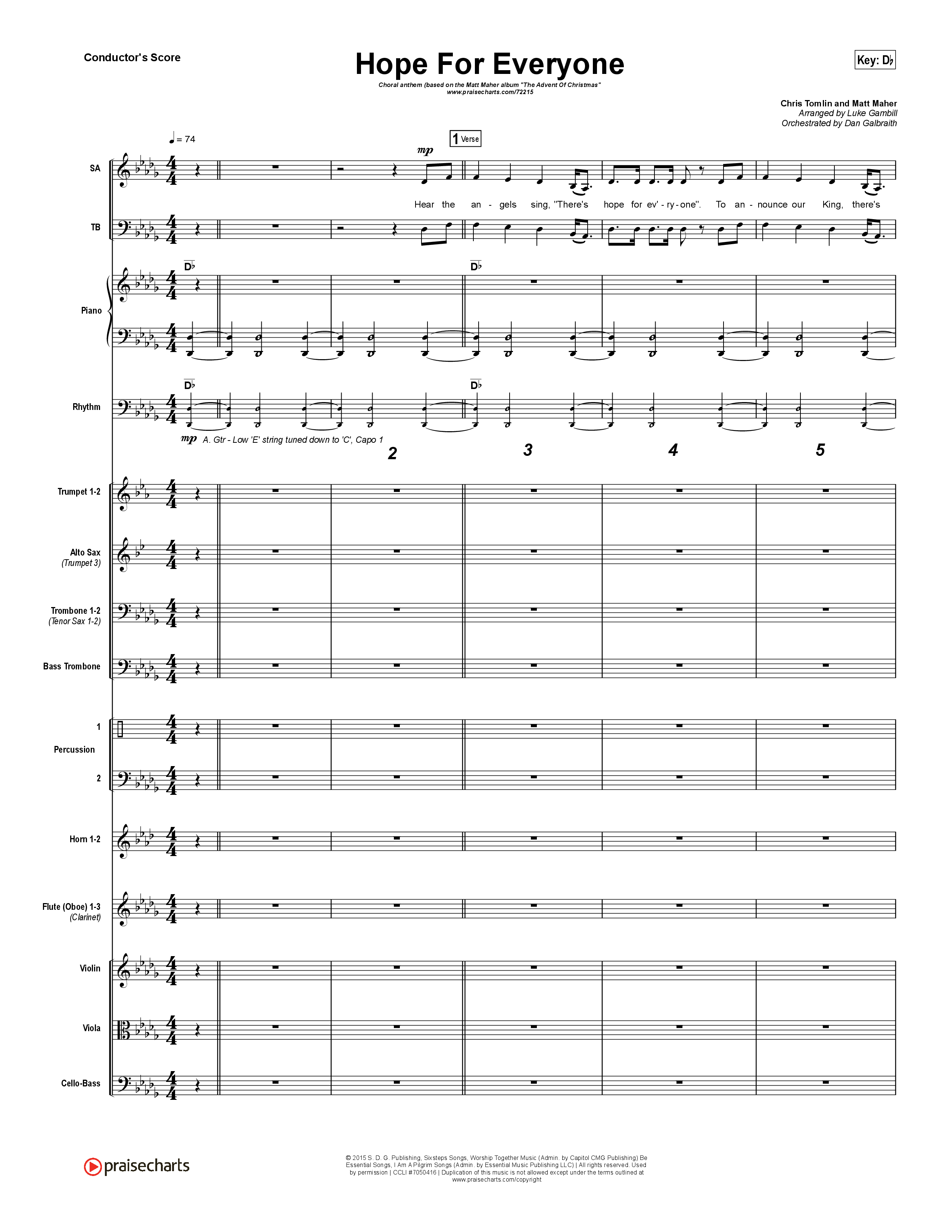 Hope For Everyone (Choral Anthem SATB) Conductor's Score (Matt Maher / Arr. Luke Gambill)