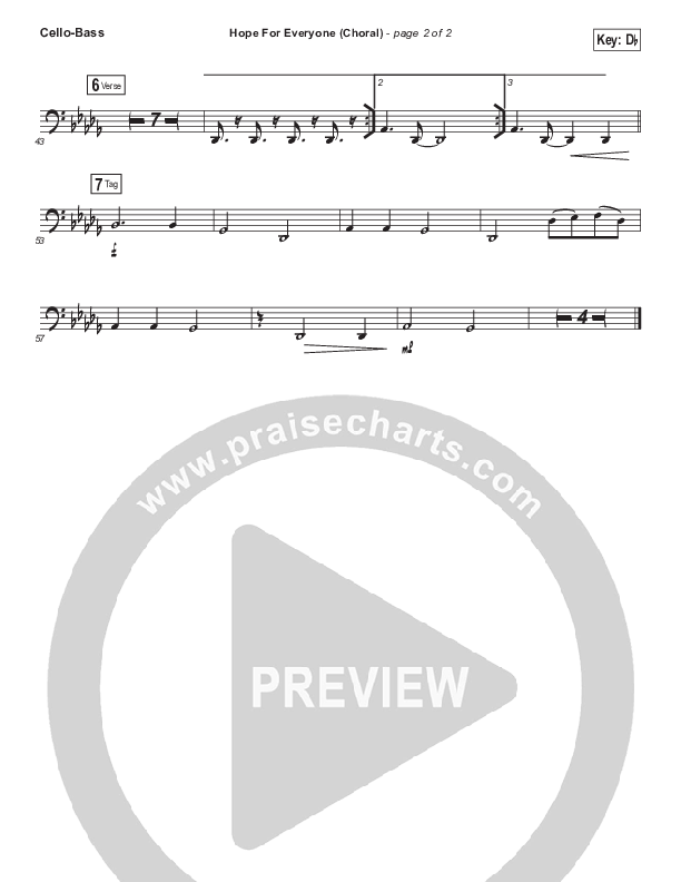 Hope For Everyone (Choral Anthem SATB) Cello/Bass (Matt Maher / Arr. Luke Gambill)