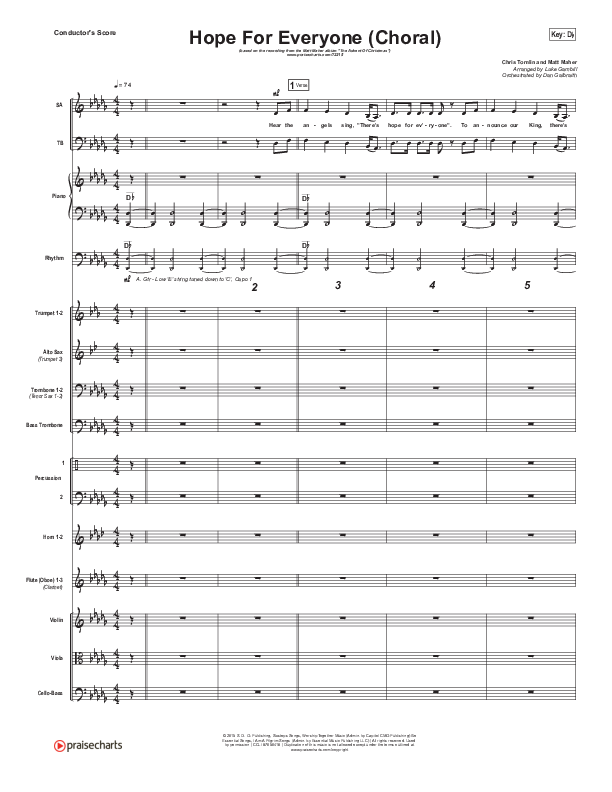 Hope For Everyone (Choral Anthem SATB) Orchestration (Matt Maher / Arr. Luke Gambill)