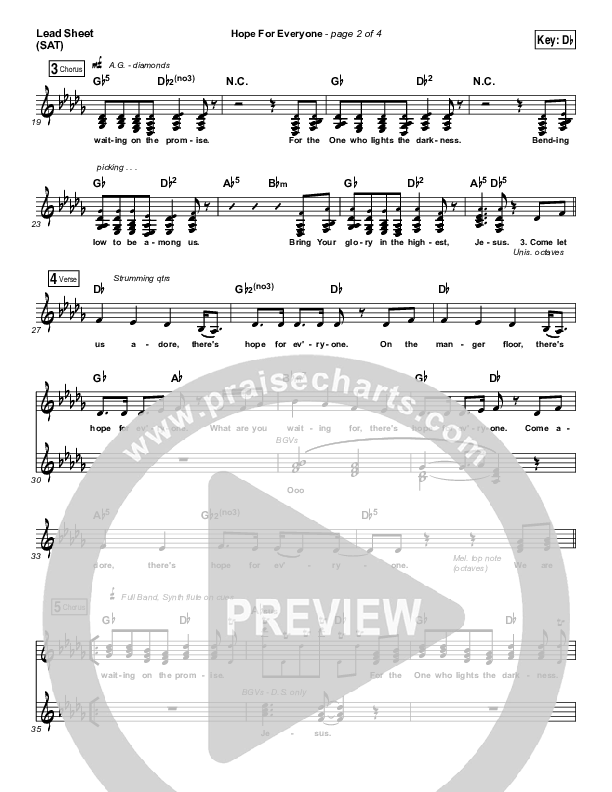 Hope For Everyone (Choral Anthem SATB) Lead Sheet (SAT) (Matt Maher / Arr. Luke Gambill)