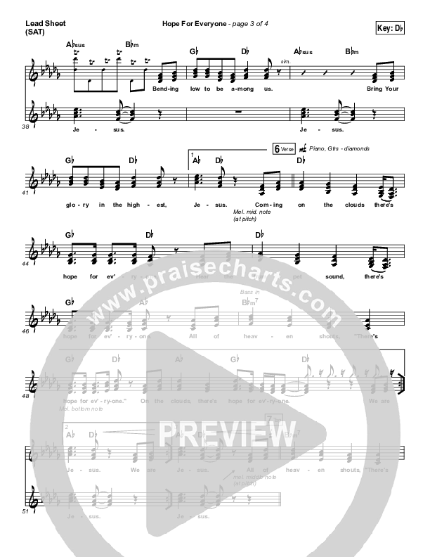 Hope For Everyone (Choral Anthem SATB) Lead Sheet (SAT) (Matt Maher / Arr. Luke Gambill)
