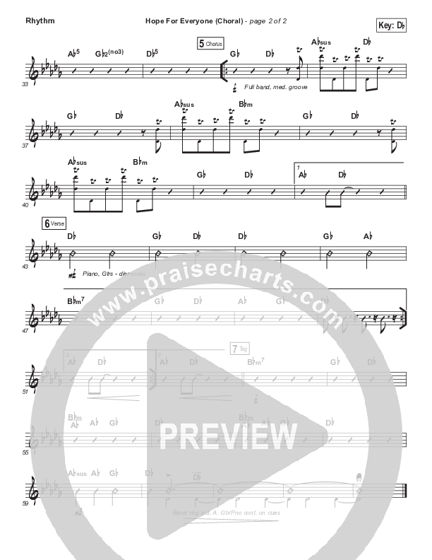 Hope For Everyone (Choral Anthem SATB) Rhythm Chart (Matt Maher / Arr. Luke Gambill)
