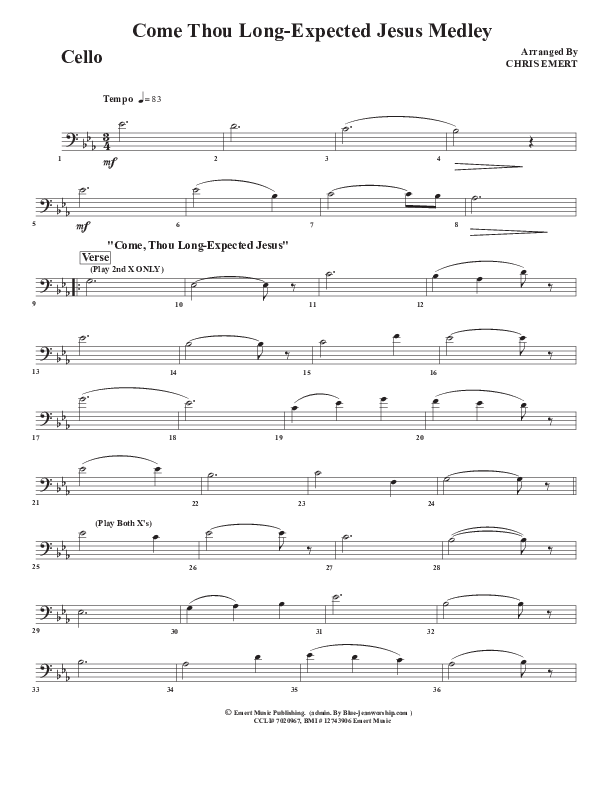 Come Thou Long Expected Jesus Cello (Chris Emert)