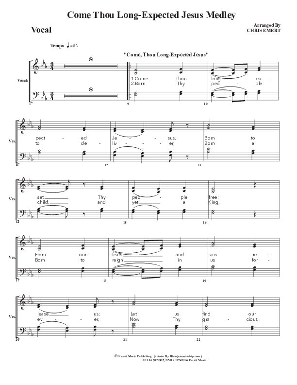 Come Thou Long Expected Jesus Choir Sheet (SATB) (Chris Emert)