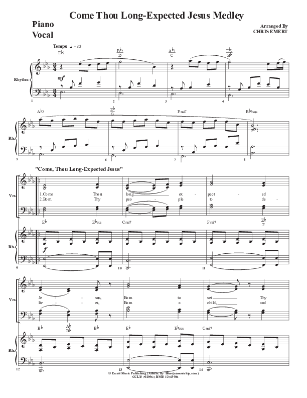 Come Thou Long Expected Jesus Piano/Vocal (Chris Emert)