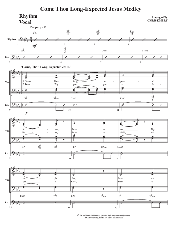 Come Thou Long Expected Jesus Rhythm/Vocal (Chris Emert)