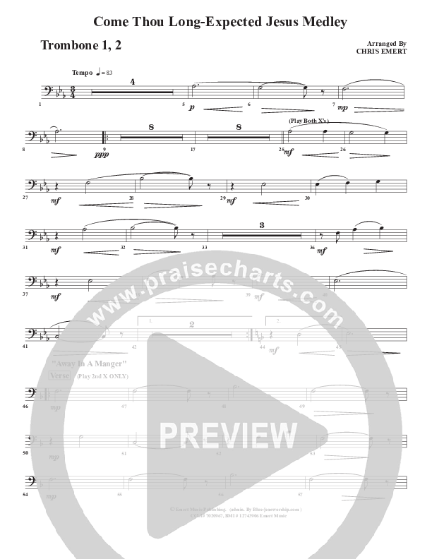 Come Thou Long Expected Jesus Trombone 1/2 (Chris Emert)