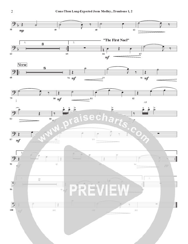 Come Thou Long Expected Jesus Trombone 1/2 (Chris Emert)