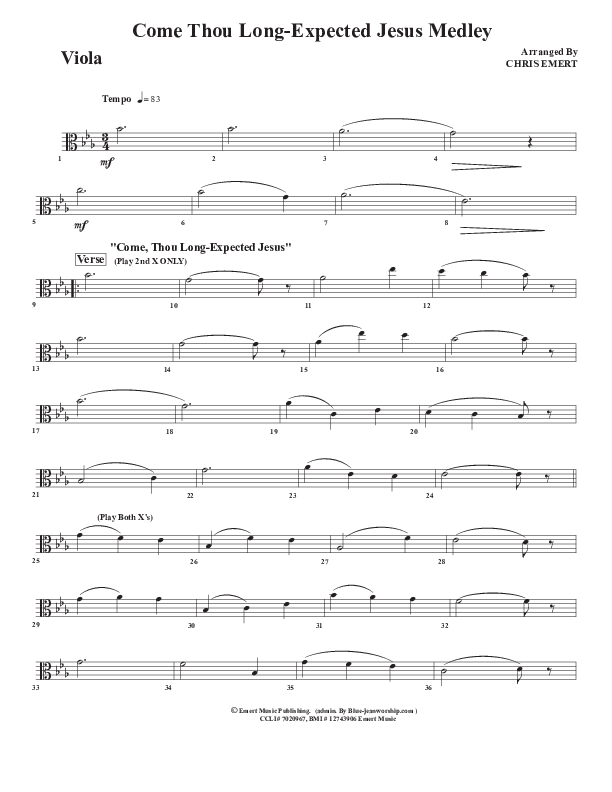 Come Thou Long Expected Jesus Viola (Chris Emert)