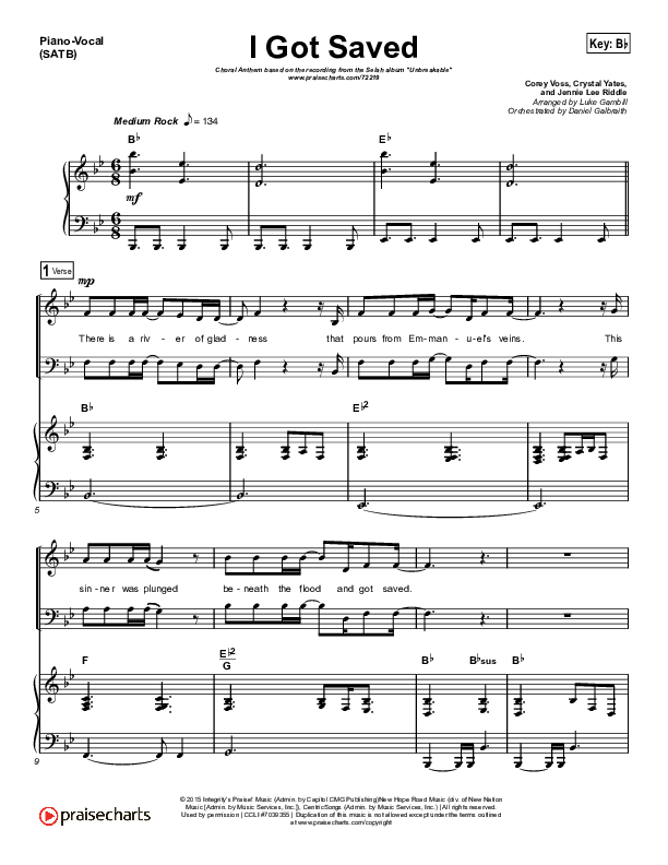 I Got Saved (Choral Anthem SATB) Piano/Vocal (SATB) (Selah / Arr. Luke Gambill)