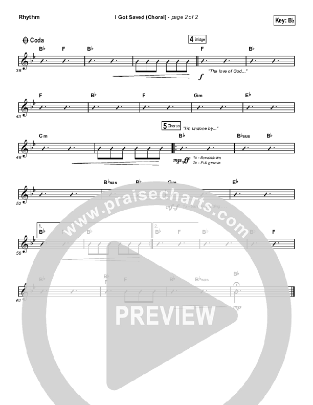 I Got Saved (Choral Anthem SATB) Rhythm Chart (Selah / Arr. Luke Gambill)