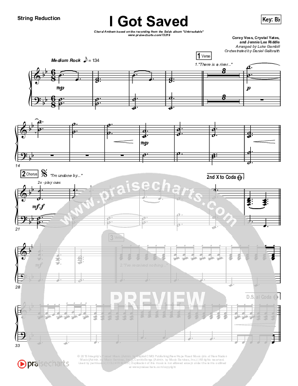 I Got Saved (Choral Anthem SATB) String Reduction (Selah / Arr. Luke Gambill)
