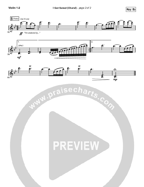 I Got Saved (Choral Anthem SATB) Violin 1/2 (Selah / Arr. Luke Gambill)