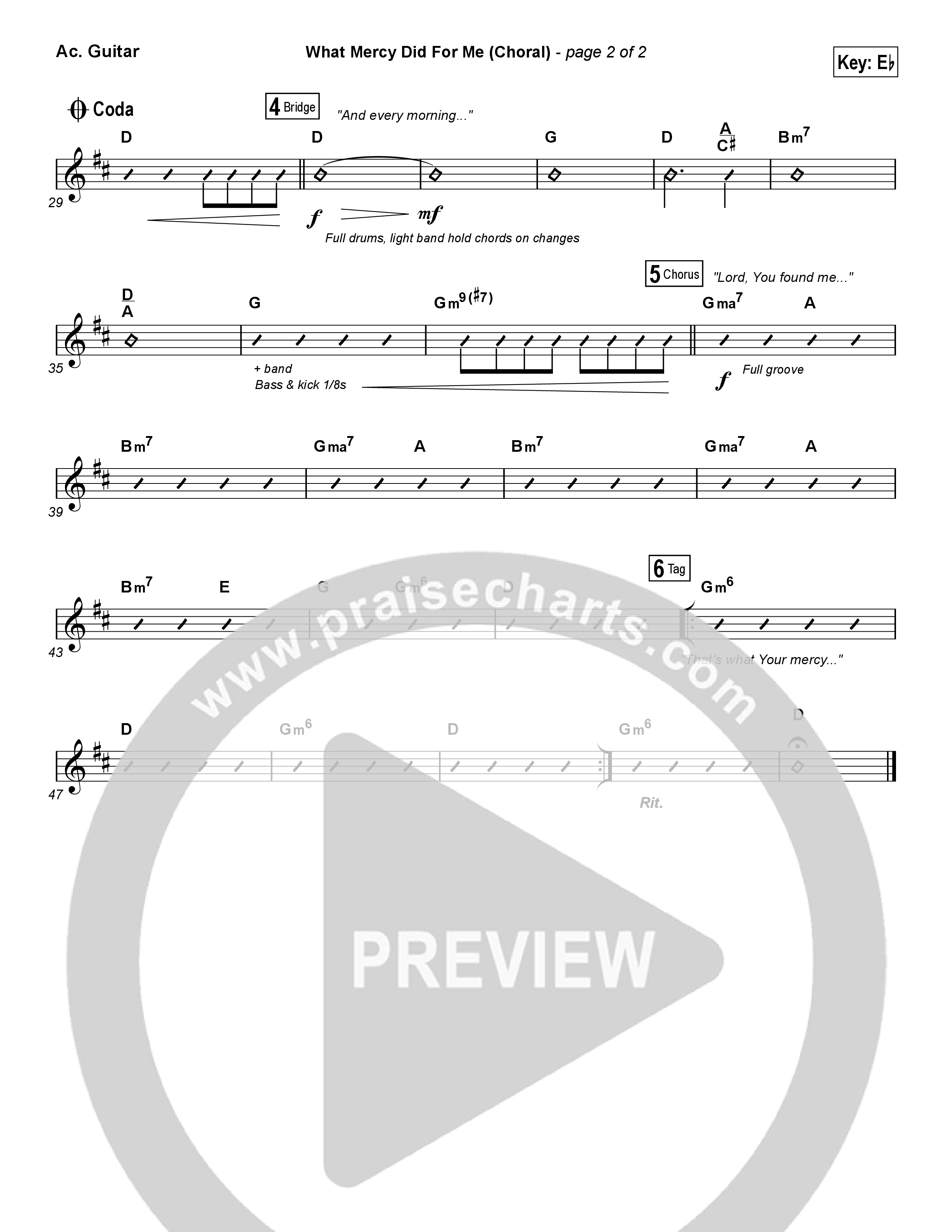 What Mercy Did For Me (Choral Anthem SATB) Acoustic Guitar (People & Songs / Crystal Yates / Micah Tyler / Joshua Sherman / Arr. Luke Gambill)