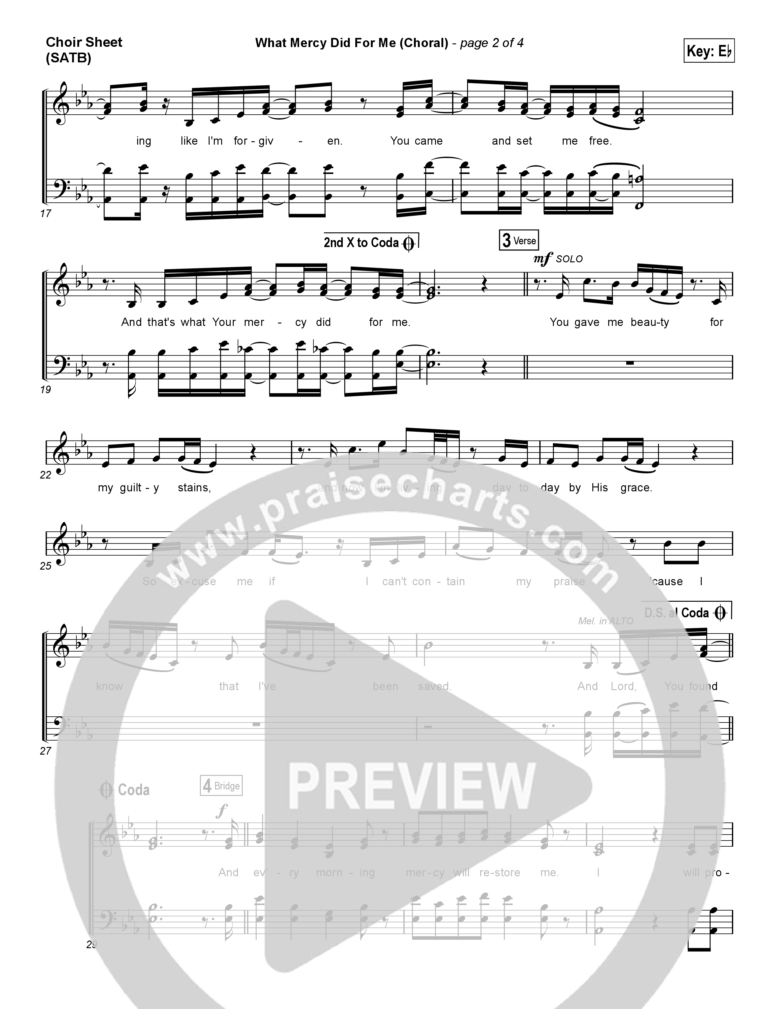 What Mercy Did For Me (Choral Anthem SATB) Choir Vocals (SATB) (People & Songs / Crystal Yates / Micah Tyler / Joshua Sherman / Arr. Luke Gambill)