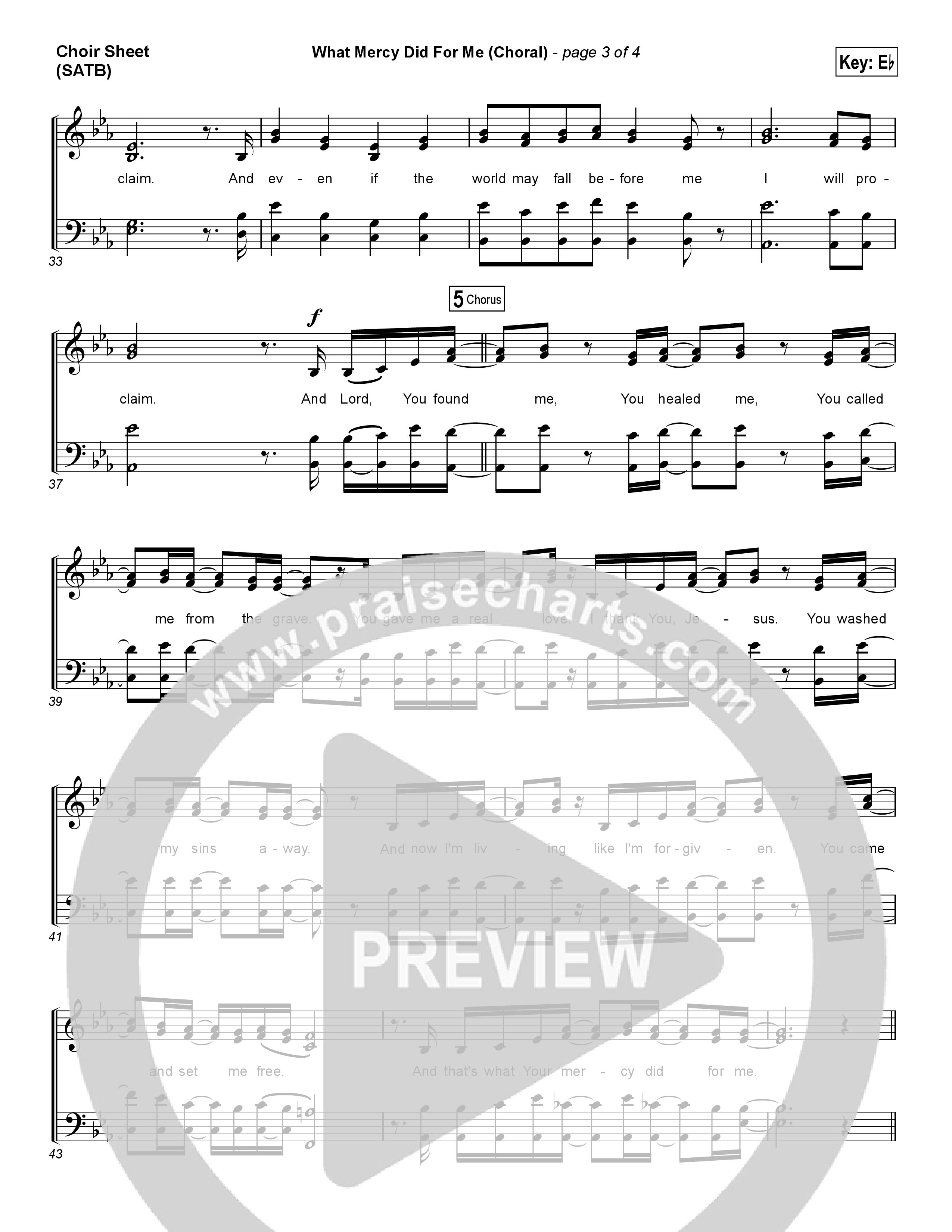 What Mercy Did For Me (Choral Anthem SATB) Choir Vocals (SATB) (People & Songs / Crystal Yates / Micah Tyler / Joshua Sherman / Arr. Luke Gambill)