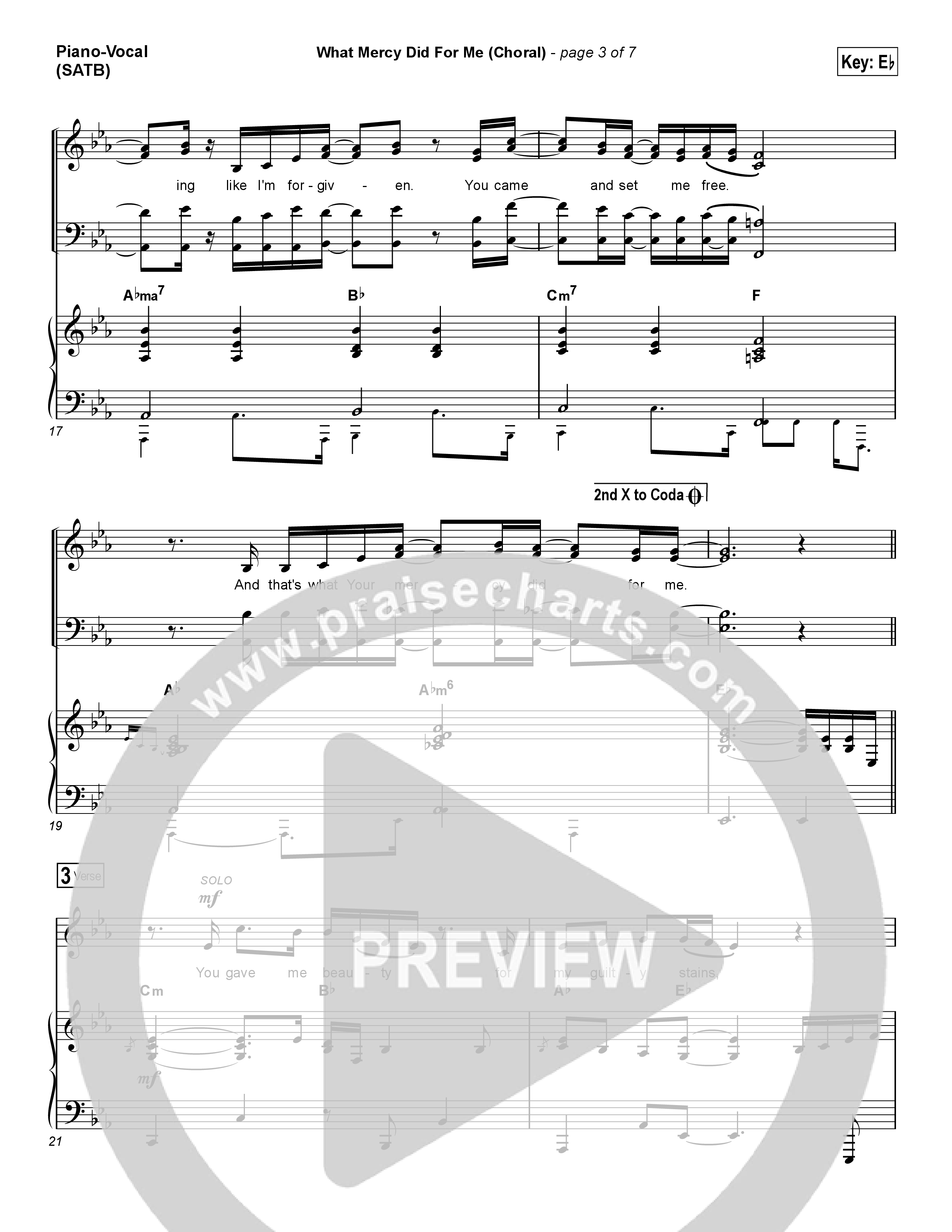 What Mercy Did For Me (Choral Anthem SATB) Piano/Vocal (SATB) (People & Songs / Crystal Yates / Micah Tyler / Joshua Sherman / Arr. Luke Gambill)