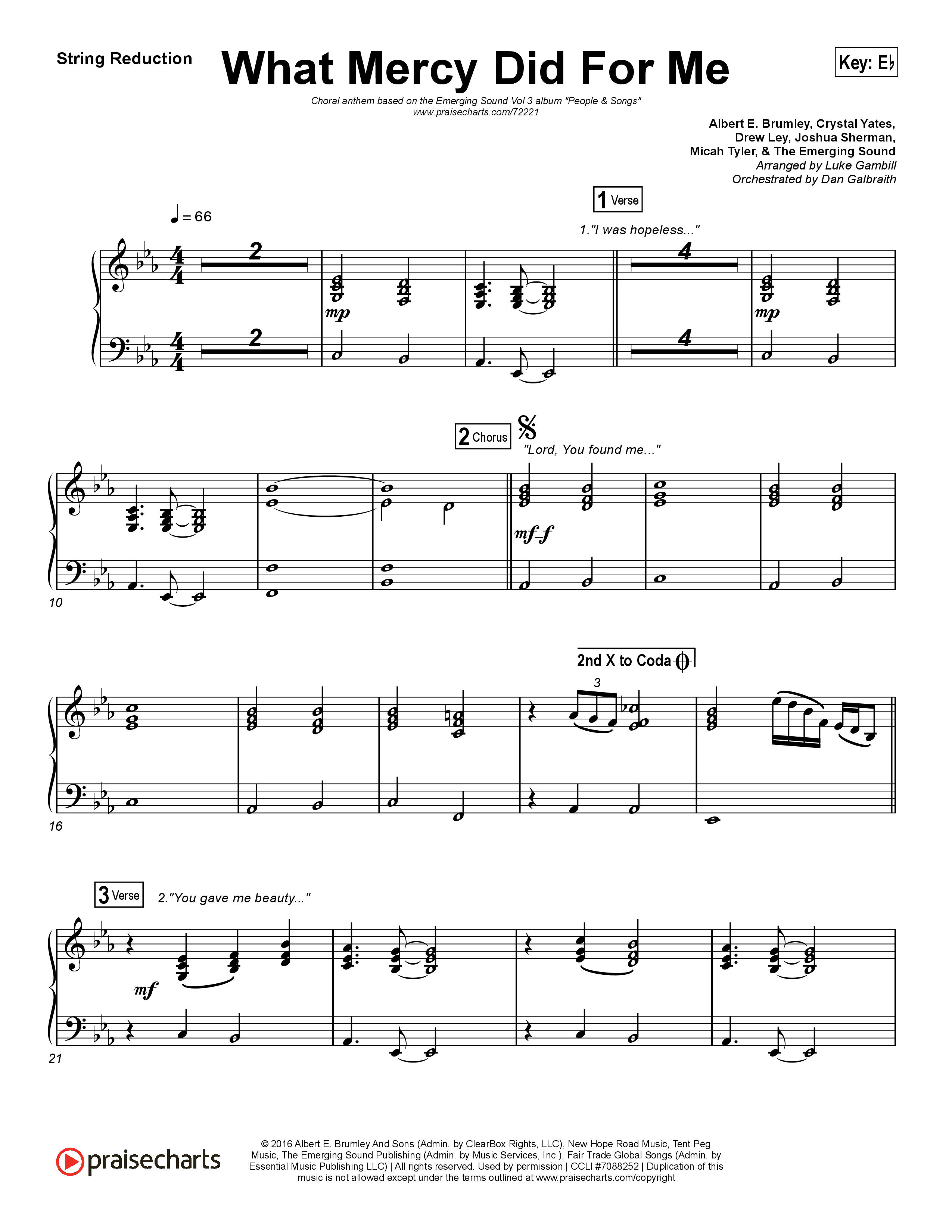 What Mercy Did For Me (Choral Anthem SATB) String Reduction (People & Songs / Crystal Yates / Micah Tyler / Joshua Sherman / Arr. Luke Gambill)