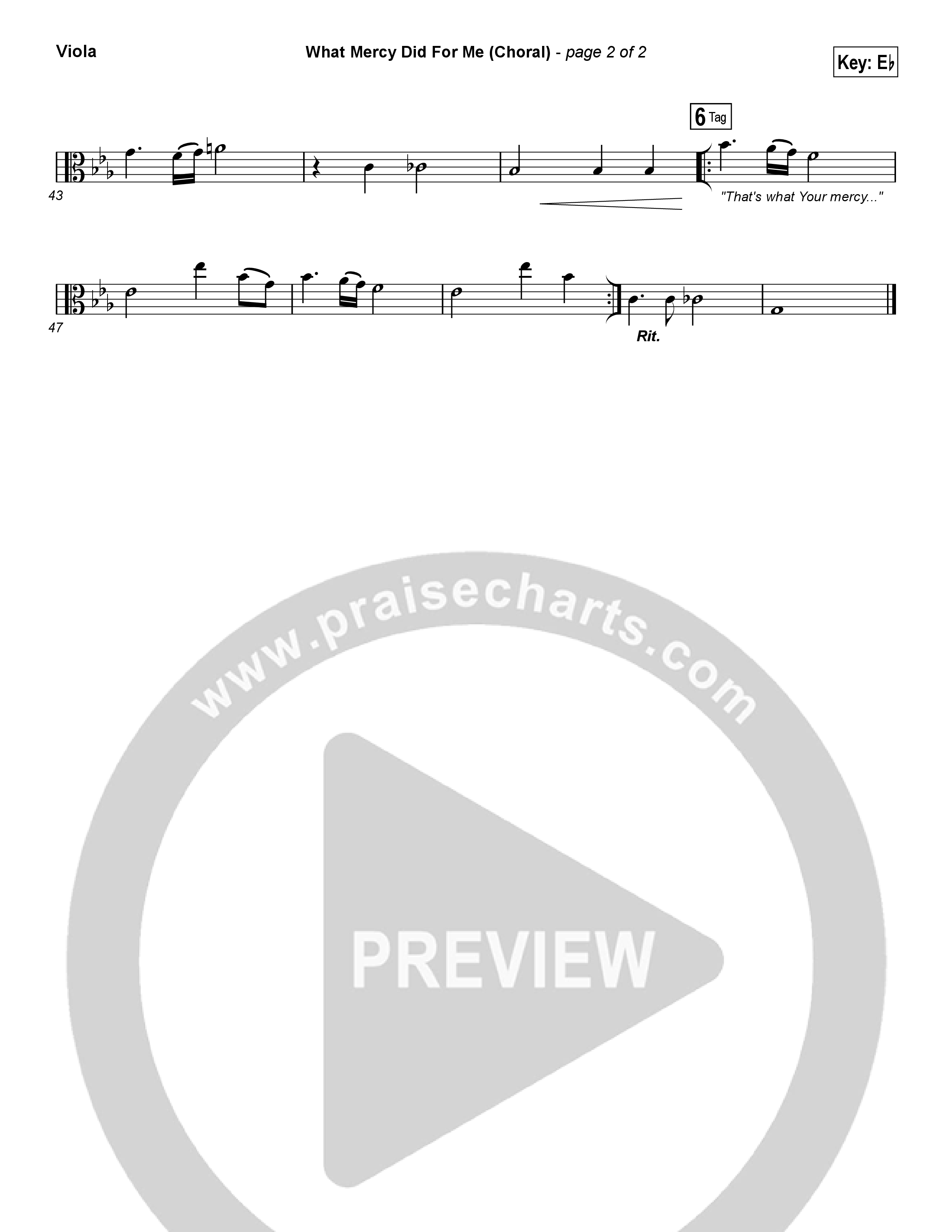 What Mercy Did For Me (Choral Anthem SATB) Viola (People & Songs / Crystal Yates / Micah Tyler / Joshua Sherman / Arr. Luke Gambill)