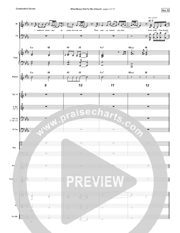 What Mercy Did For Me (Choral Anthem SATB) Conductor's Score (People & Songs / Crystal Yates / Micah Tyler / Joshua Sherman / Arr. Luke Gambill)