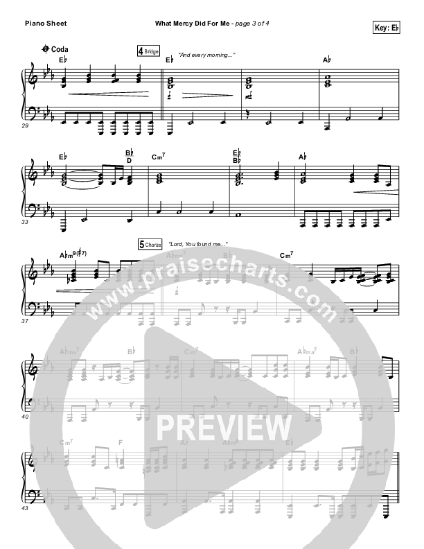 What Mercy Did For Me (Choral Anthem SATB) Piano Sheet (People & Songs / Crystal Yates / Micah Tyler / Joshua Sherman / Arr. Luke Gambill)
