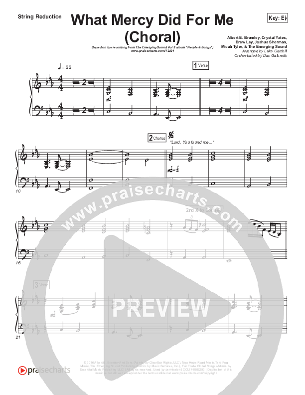 What Mercy Did For Me (Choral Anthem SATB) String Pack (People & Songs / Crystal Yates / Micah Tyler / Joshua Sherman / Arr. Luke Gambill)