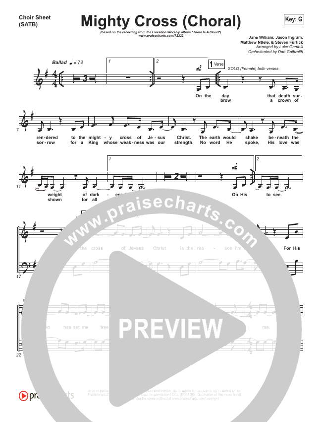 Mighty Cross Choral Choir Sheet Satb Praisecharts Choral Elevation Worship Praisecharts D em for his blood has set me free. praisecharts