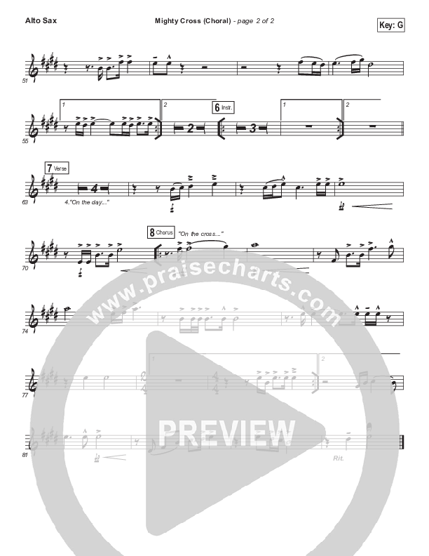 Mighty Cross (Choral Anthem SATB) Alto Sax (Elevation Worship / Arr. Luke Gambill)