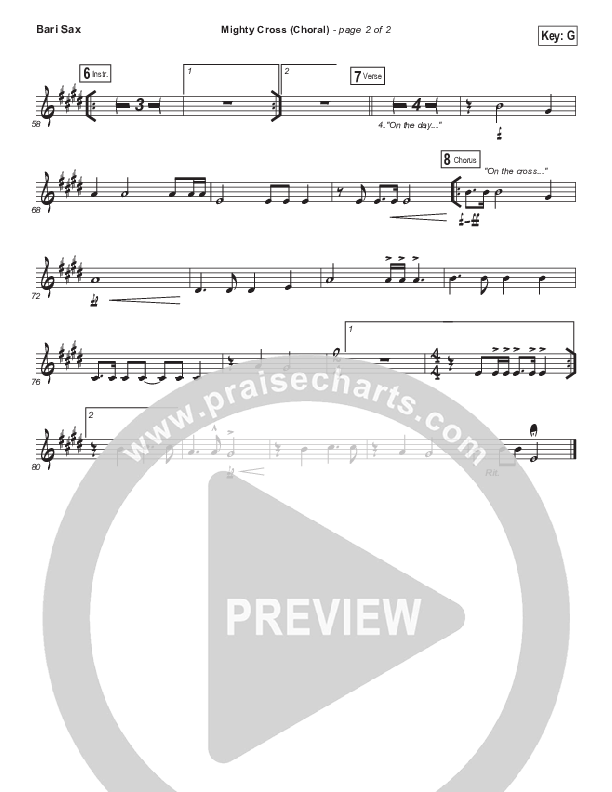 Mighty Cross (Choral Anthem SATB) Bari Sax (Elevation Worship / Arr. Luke Gambill)