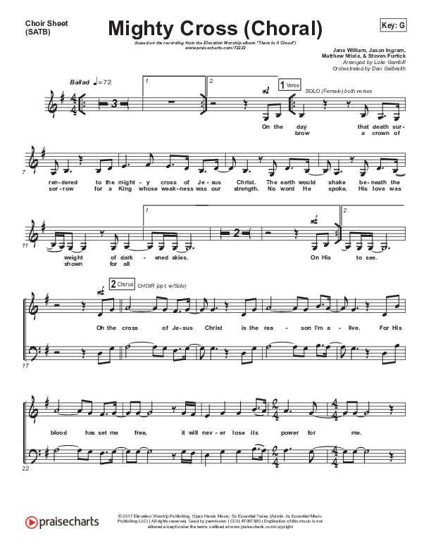Mighty Cross (Choral Anthem SATB) Choir Vocals (SATB) (Elevation Worship / Arr. Luke Gambill)