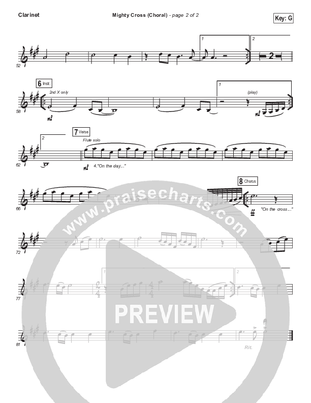 Mighty Cross (Choral Anthem SATB) Clarinet (Elevation Worship / Arr. Luke Gambill)