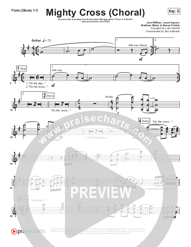 Mighty Cross (Choral Anthem SATB) Flute/Oboe 1/2/3 (Elevation Worship / Arr. Luke Gambill)